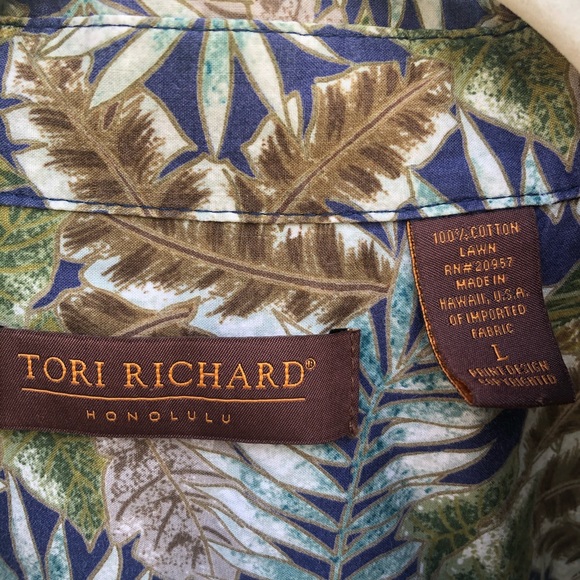 TORI RICHARD HAWAIIAN BUTTON DOWN SHIRT MENS L - Picture 7 of 9